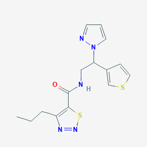 molecular formula C15H17N5OS2 B2507120 N-(2-(1H-pyrazol-1-yl)-2-(thiophen-3-yl)ethyl)-4-propyl-1,2,3-thiadiazole-5-carboxamide CAS No. 2034568-49-3