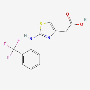 molecular formula C12H9F3N2O2S B2507122 2-[2-[2-(Trifluoromethyl)anilino]-1,3-thiazol-4-yl]acetic acid CAS No. 927983-65-1