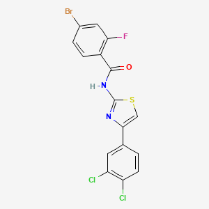 molecular formula C16H8BrCl2FN2OS B2507124 4-bromo-N-[4-(3,4-dichlorophenyl)-1,3-thiazol-2-yl]-2-fluorobenzamide CAS No. 330677-63-9