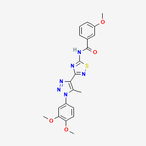 molecular formula C21H20N6O4S B2507128 N-{3-[1-(3,4-dimethoxyphenyl)-5-methyl-1H-1,2,3-triazol-4-yl]-1,2,4-thiadiazol-5-yl}-3-methoxybenzamide CAS No. 895117-90-5