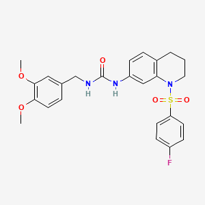 molecular formula C25H26FN3O5S B2507130 1-(3,4-Dimethoxybenzyl)-3-(1-((4-fluorophenyl)sulfonyl)-1,2,3,4-tetrahydroquinolin-7-yl)urea CAS No. 1203347-05-0