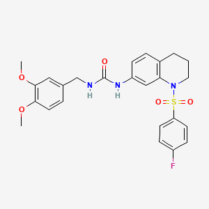 molecular formula C25H26FN3O5S B2507130 1-(3,4-二甲氧基苯甲基)-3-(1-((4-氟苯基)磺酰基)-1,2,3,4-四氢喹啉-7-基)脲 CAS No. 1203347-05-0