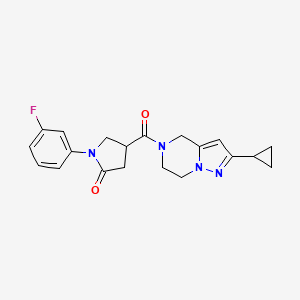 4-(2-Cyclopropyl-4,5,6,7-tetrahydropyrazolo[1,5-a]pyrazine-5-carbonyl)-1-(3-fluorophenyl)pyrrolidin-2-one