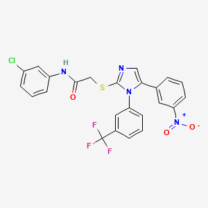 N-(3-chlorophenyl)-2-((5-(3-nitrophenyl)-1-(3-(trifluoromethyl)phenyl)-1H-imidazol-2-yl)thio)acetamide