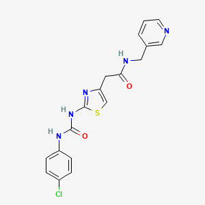 molecular formula C18H16ClN5O2S B2507146 2-(2-(3-(4-chlorophenyl)ureido)thiazol-4-yl)-N-(pyridin-3-ylmethyl)acetamide CAS No. 897620-82-5