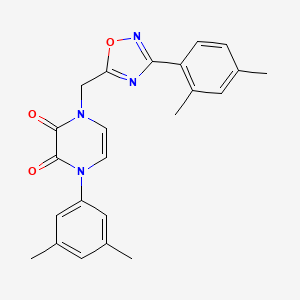 molecular formula C23H22N4O3 B2507154 1-(3,5-dimethylphenyl)-4-((3-(2,4-dimethylphenyl)-1,2,4-oxadiazol-5-yl)methyl)pyrazine-2,3(1H,4H)-dione CAS No. 1251677-59-4
