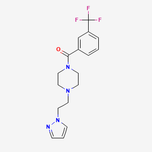 molecular formula C17H19F3N4O B2507155 (4-(2-(1H-pyrazol-1-yl)ethyl)piperazin-1-yl)(3-(trifluoromethyl)phenyl)methanone CAS No. 1286732-62-4