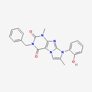 molecular formula C22H19N5O3 B2507177 3-benzyl-8-(2-hydroxyphenyl)-1,7-dimethyl-1H-imidazo[2,1-f]purine-2,4(3H,8H)-dione CAS No. 919041-35-3