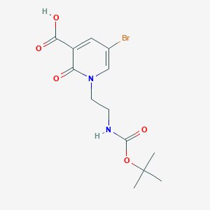 molecular formula C13H17BrN2O5 B2507183 5-Bromo-1-(2-((tert-butoxycarbonyl)amino)ethyl)-2-oxo-1,2-dihydropyridine-3-carboxylic acid CAS No. 2138169-73-8