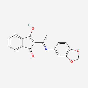 molecular formula C18H13NO4 B2507188 2-[1-(1,3-benzodioxol-5-ylamino)ethylidene]-1H-indene-1,3(2H)-dione CAS No. 1024232-32-3