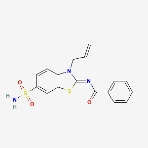 molecular formula C17H15N3O3S2 B2507192 (Z)-N-(3-烯丙基-6-磺酰胺基苯并[d]噻唑-2(3H)-亚基)苯甲酰胺 CAS No. 865175-84-4