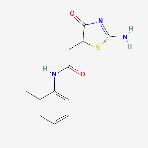 molecular formula C12H13N3O2S B2507195 2-(2-Imino-4-oxo-thiazolidin-5-yl)-N-o-tolyl-acetamide CAS No. 132372-33-9