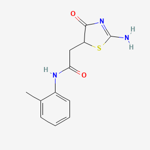 molecular formula C12H13N3O2S B2507195 2-(2-亚氨基-4-氧代-噻唑烷-5-基)-N-邻甲苯基-乙酰胺 CAS No. 132372-33-9