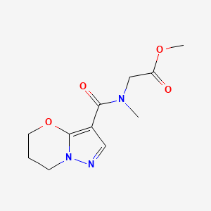 molecular formula C11H15N3O4 B2507200 2-(N-甲基-6,7-二氢-5H-吡唑并[5,1-b][1,3]恶嗪-3-羧酰胺基)乙酸甲酯 CAS No. 1428349-13-6