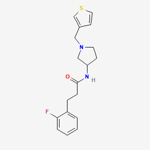 molecular formula C18H21FN2OS B2507206 3-(2-fluorophenyl)-N-{1-[(thiophen-3-yl)methyl]pyrrolidin-3-yl}propanamide CAS No. 2097861-99-7