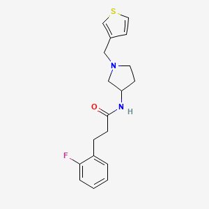 molecular formula C18H21FN2OS B2507206 3-(2-氟苯基)-N-{1-[(噻吩-3-基)甲基]吡咯烷-3-基}丙酰胺 CAS No. 2097861-99-7