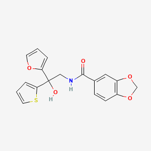 N-(2-(furan-2-yl)-2-hydroxy-2-(thiophen-2-yl)ethyl)benzo[d][1,3]dioxole-5-carboxamide