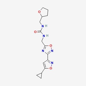 molecular formula C15H19N5O4 B2507214 1-((3-(5-Cyclopropylisoxazol-3-yl)-1,2,4-oxadiazol-5-yl)methyl)-3-((tetrahydrofuran-2-yl)methyl)urea CAS No. 1904227-57-1