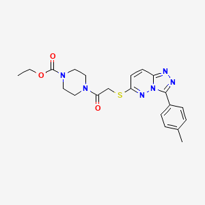 molecular formula C21H24N6O3S B2507218 4-(2-((3-(对甲苯基)-[1,2,4]三唑并[4,3-b]哒嗪-6-基)硫代)乙酰)哌嗪-1-羧酸乙酯 CAS No. 852375-36-1