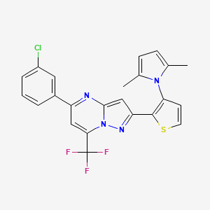 molecular formula C23H16ClF3N4S B2507220 5-(3-chlorophenyl)-2-[3-(2,5-dimethyl-1H-pyrrol-1-yl)-2-thienyl]-7-(trifluoromethyl)pyrazolo[1,5-a]pyrimidine CAS No. 383148-63-8