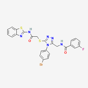 molecular formula C25H18BrFN6O2S2 B2507224 N-((5-((2-(benzo[d]thiazol-2-ylamino)-2-oxoethyl)thio)-4-(4-bromophenyl)-4H-1,2,4-triazol-3-yl)methyl)-3-fluorobenzamide CAS No. 393840-23-8