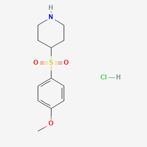 molecular formula C12H18ClNO3S B2507226 4-[(4-Methoxyphenyl)sulfonyl]piperidine hydrochloride CAS No. 101768-77-8