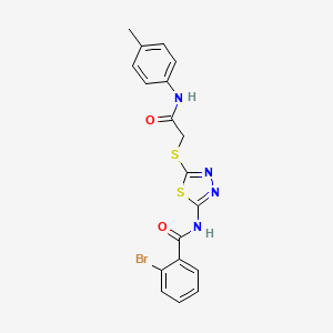 molecular formula C18H15BrN4O2S2 B2507231 2-bromo-N-(5-((2-oxo-2-(p-tolylamino)ethyl)thio)-1,3,4-thiadiazol-2-yl)benzamide CAS No. 392291-47-3