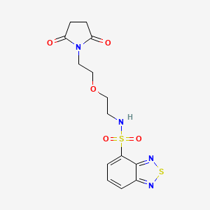 molecular formula C14H16N4O5S2 B2507248 N-(2-(2-(2,5-ジオキソピロリジン-1-イル)エトキシ)エチル)ベンゾ[c][1,2,5]チアジアゾール-4-スルホンアミド CAS No. 2034205-05-3