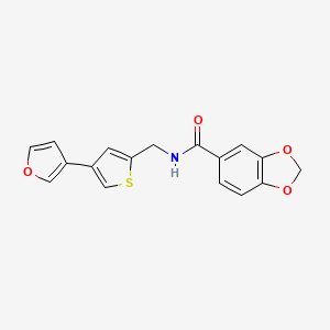 molecular formula C17H13NO4S B2507249 N-[[4-(Furan-3-yl)thiophen-2-yl]methyl]-1,3-benzodioxole-5-carboxamide CAS No. 2380009-83-4