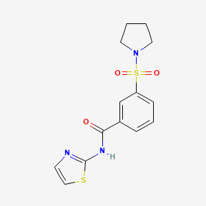 molecular formula C14H15N3O3S2 B2507258 3-(pyrrolidin-1-ylsulfonyl)-N-(1,3-thiazol-2-yl)benzamide CAS No. 785791-37-9