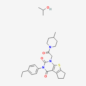 11-(4-Ethylphenyl)-9-[2-(4-methylpiperidin-1-yl)-2-oxoethyl]-7-thia-9,11-diazatricyclo[6.4.0.0^{2,6}]dodeca-1(8),2(6)-diene-10,12-dione; propan-2-ol
