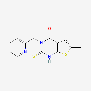 molecular formula C13H11N3OS2 B2507264 6-methyl-3-(pyridin-2-ylmethyl)-2-sulfanylthieno[2,3-d]pyrimidin-4(3H)-one CAS No. 588678-59-5