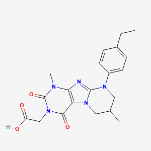 molecular formula C20H23N5O4 B2507266 2-[9-(4-ethylphenyl)-1,7-dimethyl-2,4-dioxo-7,8-dihydro-6H-purino[7,8-a]pyrimidin-3-yl]acetic acid CAS No. 878736-29-9