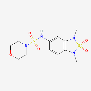 molecular formula C12H18N4O5S2 B2507275 N-(1,3-dimethyl-2,2-dioxido-1,3-dihydrobenzo[c][1,2,5]thiadiazol-5-yl)morpholine-4-sulfonamide CAS No. 2034588-51-5