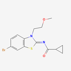 molecular formula C14H15BrN2O2S B2507281 (Z)-N-(6-bromo-3-(2-methoxyethyl)benzo[d]thiazol-2(3H)-ylidene)cyclopropanecarboxamide CAS No. 1006287-66-6