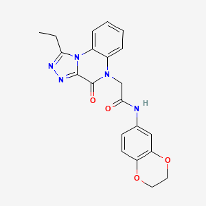 molecular formula C21H19N5O4 B2507294 N-(2,3-dihydro-1,4-benzodioxin-6-yl)-2-(1-ethyl-4-oxo[1,2,4]triazolo[4,3-a]quinoxalin-5(4H)-yl)acetamide CAS No. 1358237-41-8