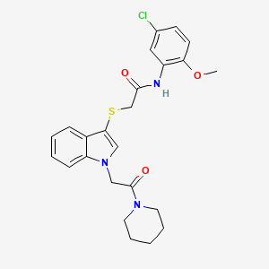 molecular formula C24H26ClN3O3S B2507295 N-(5-chloro-2-methoxyphenyl)-2-((1-(2-oxo-2-(piperidin-1-yl)ethyl)-1H-indol-3-yl)thio)acetamide CAS No. 878052-96-1