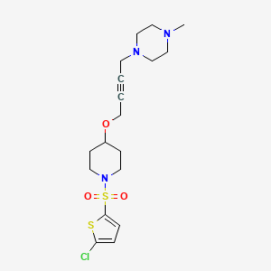 molecular formula C18H26ClN3O3S2 B2507298 1-[4-[1-(5-Chlorothiophen-2-yl)sulfonylpiperidin-4-yl]oxybut-2-ynyl]-4-methylpiperazine CAS No. 2415457-04-2