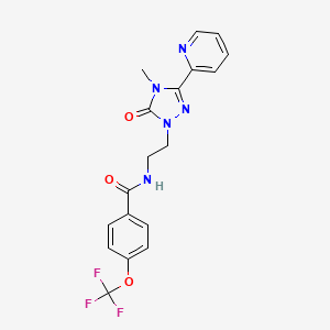 molecular formula C18H16F3N5O3 B2507299 N-(2-(4-甲基-5-氧代-3-(吡啶-2-基)-4,5-二氢-1H-1,2,4-三唑-1-基)乙基)-4-(三氟甲氧基)苯甲酰胺 CAS No. 1396766-23-6