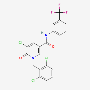 5-chloro-1-[(2,6-dichlorophenyl)methyl]-6-oxo-N-[3-(trifluoromethyl)phenyl]pyridine-3-carboxamide