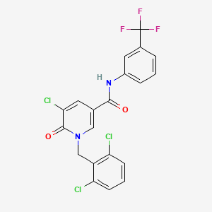 molecular formula C20H12Cl3F3N2O2 B2507312 5-chloro-1-[(2,6-dichlorophenyl)methyl]-6-oxo-N-[3-(trifluoromethyl)phenyl]pyridine-3-carboxamide CAS No. 339023-89-1