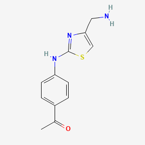 molecular formula C12H13N3OS B2507317 1-(4-{[4-(Aminometil)-1,3-tiazol-2-il]amino}fenil)etan-1-ona CAS No. 1417635-77-8