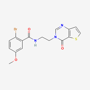 molecular formula C16H14BrN3O3S B2507318 2-溴-5-甲氧基-N-(2-(4-氧代噻吩[3,2-d]嘧啶-3(4H)-基)乙基)苯甲酰胺 CAS No. 2034368-09-5