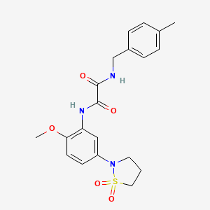 molecular formula C20H23N3O5S B2507329 N1-(5-(1,1-dioxidoisothiazolidin-2-yl)-2-methoxyphenyl)-N2-(4-methylbenzyl)oxalamide CAS No. 1105215-71-1