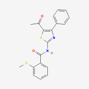 molecular formula C19H16N2O2S2 B2507333 N-(5-acetyl-4-phenylthiazol-2-yl)-2-(methylthio)benzamide CAS No. 896345-46-3