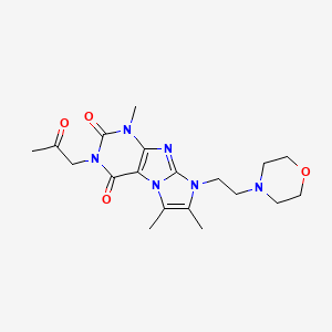 molecular formula C19H26N6O4 B2507335 1,6,7-trimethyl-8-(2-morpholinoethyl)-3-(2-oxopropyl)-1H-imidazo[2,1-f]purine-2,4(3H,8H)-dione CAS No. 920425-62-3