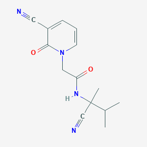 molecular formula C14H16N4O2 B2507346 N-(2-Cyano-3-methylbutan-2-yl)-2-(3-cyano-2-oxopyridin-1-yl)acetamide CAS No. 2261209-95-2