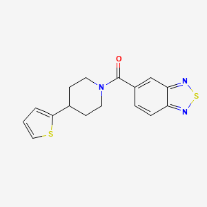 molecular formula C16H15N3OS2 B2507349 苯并[c][1,2,5]噻二唑-5-基(4-(噻吩-2-基)哌啶-1-基)甲酮 CAS No. 1396767-56-8