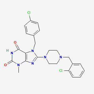 molecular formula C24H24Cl2N6O2 B2507352 7-(4-chlorobenzyl)-8-(4-(2-chlorobenzyl)piperazin-1-yl)-3-methyl-1H-purine-2,6(3H,7H)-dione CAS No. 898428-05-2