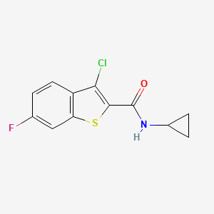 molecular formula C12H9ClFNOS B2507354 3-chloro-N-cyclopropyl-6-fluoro-1-benzothiophene-2-carboxamide CAS No. 438025-76-4